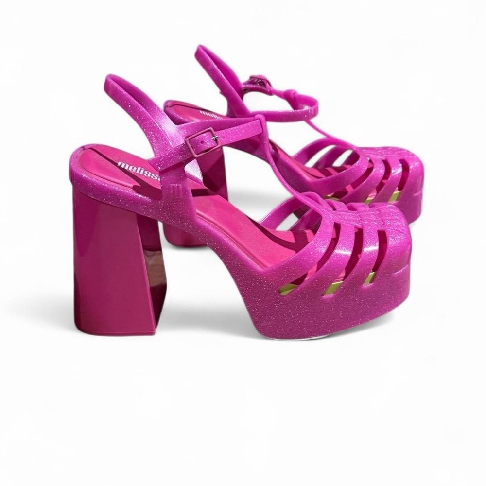 Melissa Party Pink Sparkle Platform Sandals